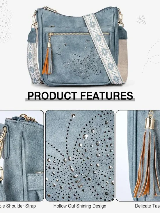 Medium Crossbody Bags for Women Trendy, Women's Butterfly Shoulder Handbags with - Picture 4 of 6